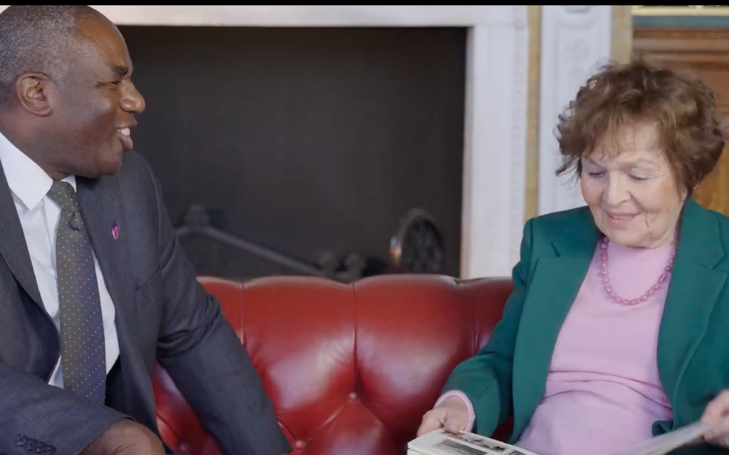 David Lammy with survivor Janine Webber.