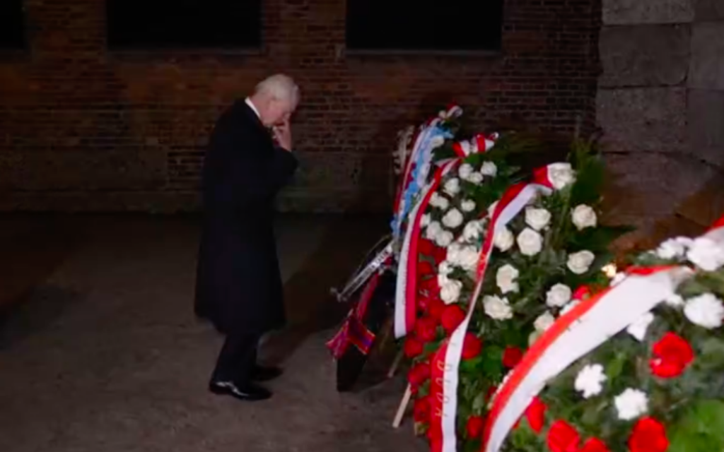 King Charles in tears at Auschwitz (pic BBC)