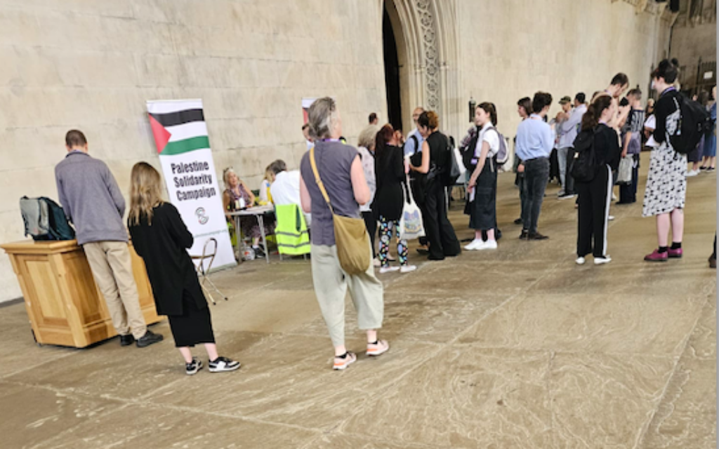 Palestine Solidarity Campaign allowed to erect stall inside Westminister Hall in July 2024