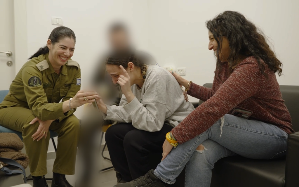 Romi Gonen speaks to family on the phone after her release.