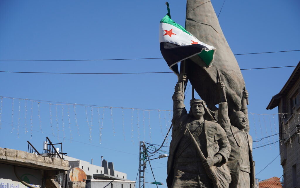 Statue of Sultan Al-Atrash, a Druze icon and national hero, who led a revolt against French colonial rule in the village of Swuedia in southern Syria in 1925.