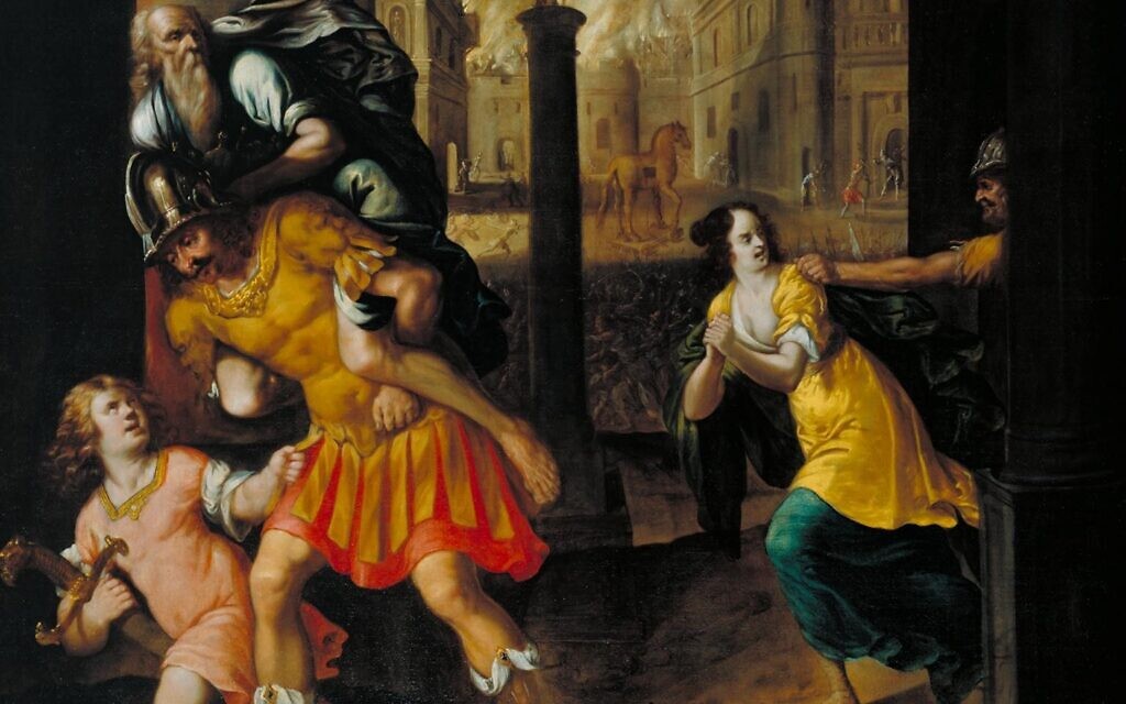 Undated handout photo issued by the Department of Media, Culture and Sport of the 1654 work Aeneas And His Family Fleeing Burning Troy by English painter Henry Gibbs