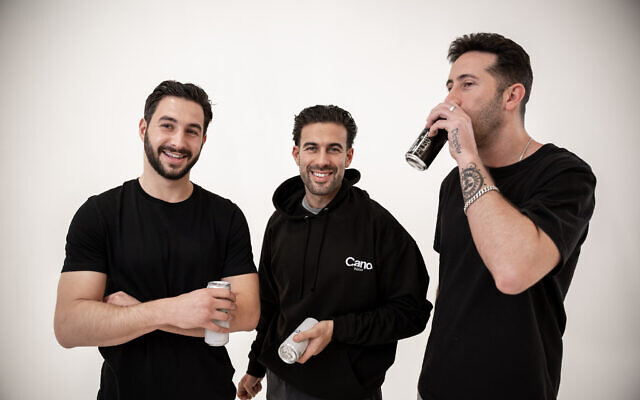 Canowater founders , Josh White (centre), Perry Fielding and Ariel Booker