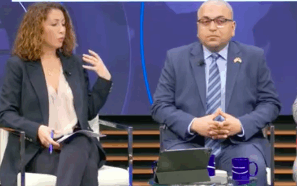 Ahmed Fouad Alkhatib, Gazan-American writer and activist and project lead for Realign For Palestine, centre, joined by Merissa Khurma, left