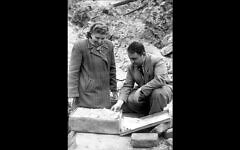 Courtesy of Yad Vashem Photo Archives, Jerusalem. Rachel Auerbach and Hirsh Wasser unearthing the hidden Oneg Shabbat archives in September 1946.