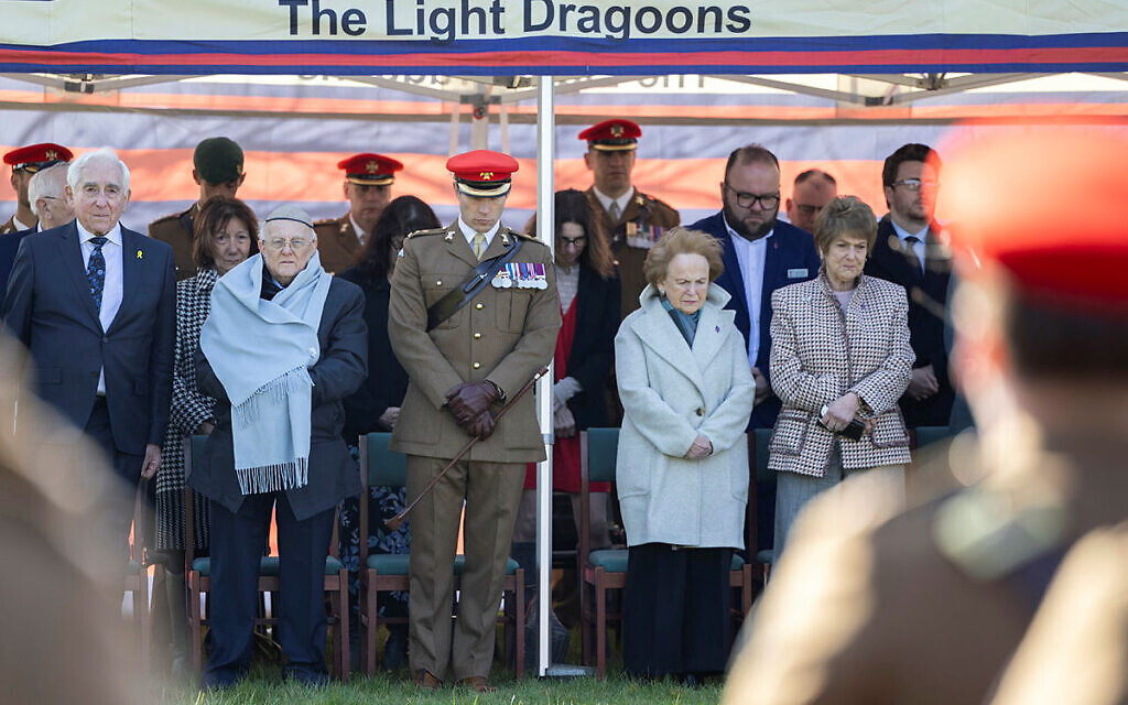 Bergen Belsen Holocaust survivor Mala Tribich MBE and Dr Alfred Garwood MBE (both centre front) at the memorial service. Photo Credit: Rosie Hallam