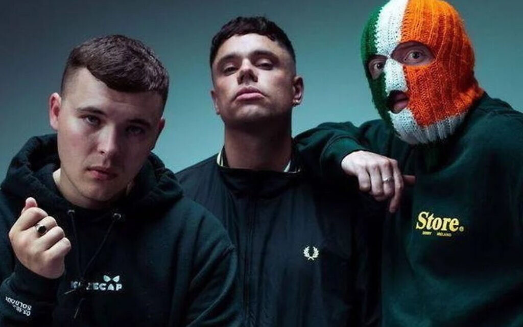Irish rap trio Kneecap, known for their provocative lyrics and political activism. Photo taken from X
