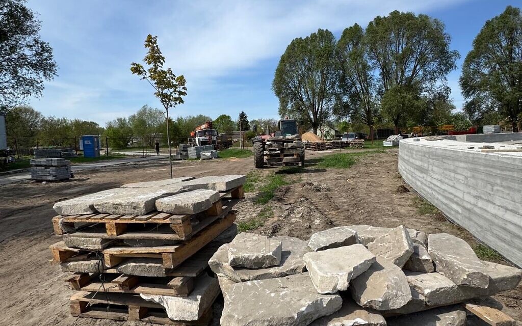 Gravestones delivered to the cemetery next to the embrace wall of the memorial. Pic: The Together Plan