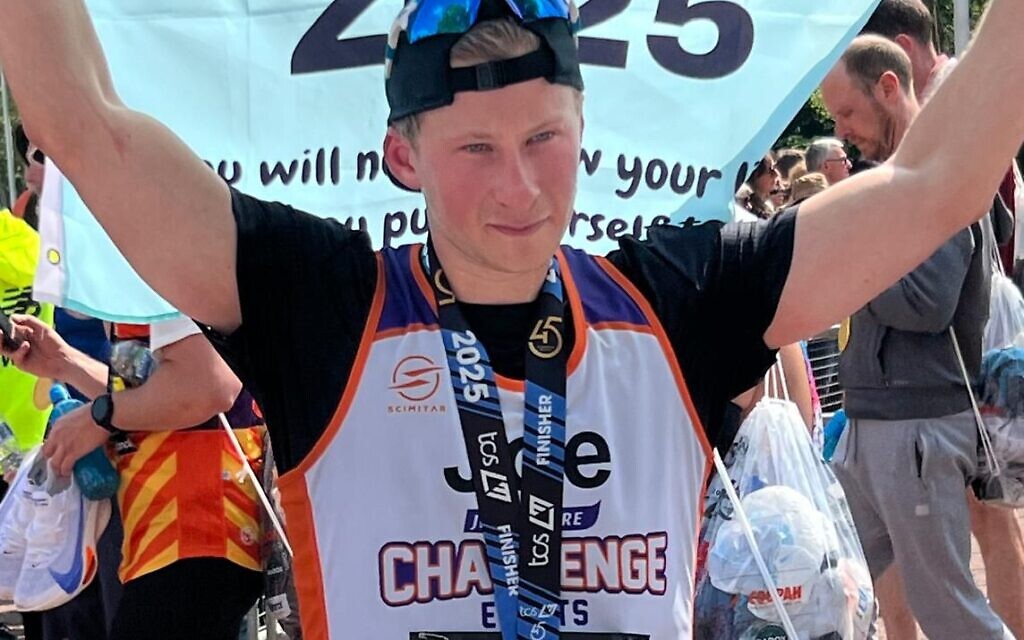 Joe Klein Jewish Care runner completing the 2025 London Marathon