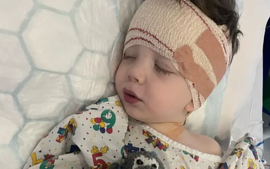 Raffi Starkowitz, aged three, from Bushey, Hertfordshire, has already undergone major surgery at Great Ormond Street Hospital to remove a tumour