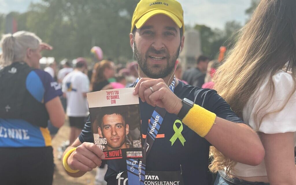Saul Konviser running for Oz Daniel. Credit: The Hostages and Missing Families Forum