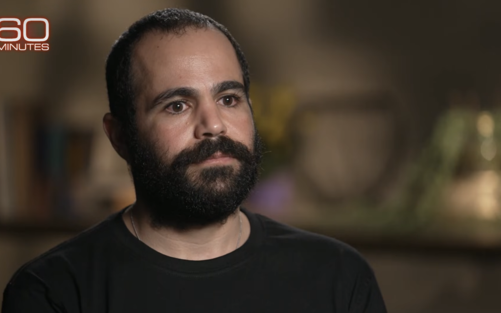 Yarden Bibas appears on 60 Minutes on March 30, 2025. (Screenshot)