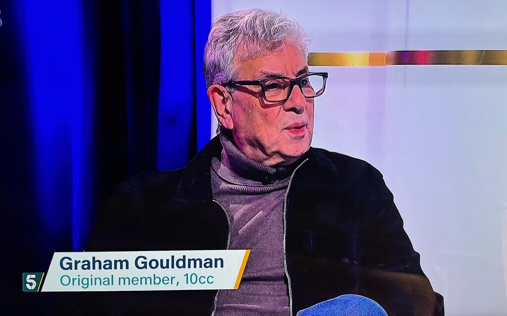 Graham Gouldman on Channel 5 News. The broadcaster blurred out his hostage badge