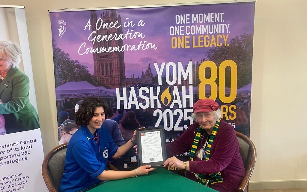 Holocaust Survivor Ruth Barnett with Habonim Dror's Lottie Blankstone. Pic: Michelle Rosenberg Holocaust Survivor Ruth Barnett with Habonim Dror's Lottie Blankstone. Pic: Michelle Rosenberg
