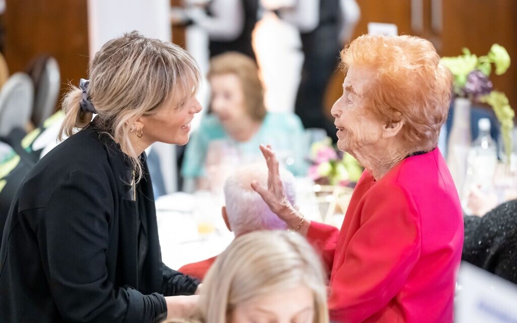 Eve Kugler at Jewish Care’s Holocaust Survivors’ Centre dinner with Sarah-Jane Burstein, Jewish Care Holocaust Survivors Centre and Outreach Coordinator. Pic: Grainge Photography