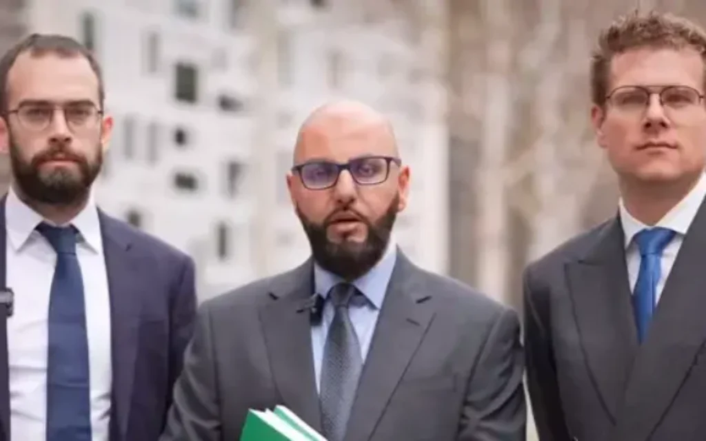 Hamas' lawyers Franck Magennis, Farhad Ansari and Daniel Grutters