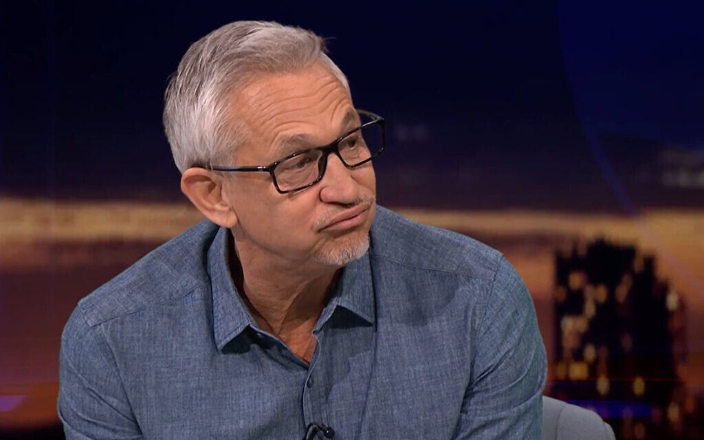 Screen grab taken from BBC One of Gary Lineker reacting to a tribute motage shown during his final Match of the Day. Picture: BBC News