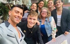 Jewish News groupie Michelle Rosenberg with the six members of As1One Jewish News groupie Michelle Rosenberg with the six members of As1One