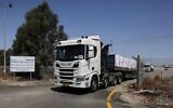 Aid lorries were photographed arriving at the Israeli-controlled Kerem Shalom crossing with southern Gaza on Monday morning. Pic: Twitter/X