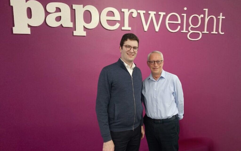 Dovid Posen, Paperweight Trustee, with new executive director, Barry Shaw.