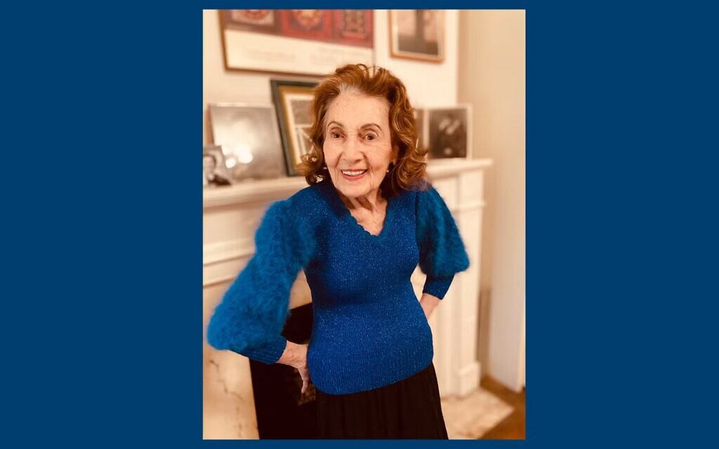 Holocaust survivor Helena Weinstock Weinrauch, who wore the same hand-knit sweater to the first Passover seder every year for the past 75 years, has died at 100. (Karen Goldfarb)