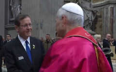 President Isaac Herzog speaks with Pope Leo XIV following the pontiff’s inauguration at the Vatican, 18 May 2025. Photo Credit: Avi Mayer/X President Isaac Herzog speaks with Pope Leo XIV following the pontiff’s inauguration at the Vatican, 18 May 2025. Photo Credit: Avi Mayer/X