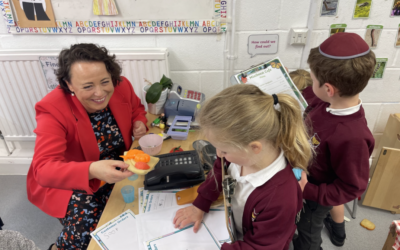 Catherine McKinnell MP with children at Hasmonean Primary School earlier this year