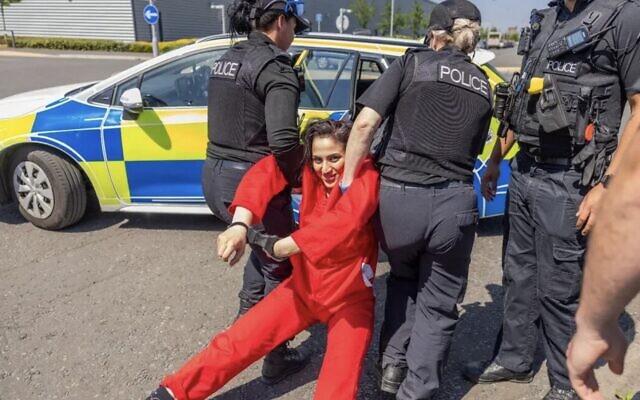 Dr Rahmeh Aladwan being dragged away by police from a Palestine Action protest. Picture: X Dr Rahmeh Aladwan being dragged away by police from a Palestine Action protest. Picture: X