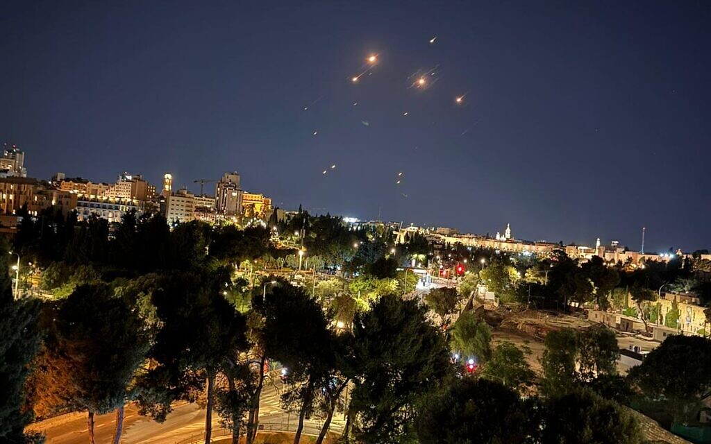 Iranian missiles over Israel. Pic: Sam Joseph, June 2025