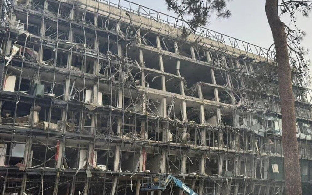 Heavily damaged building at the Weizmann Institute following Iranian missile strike. (Photo: X)