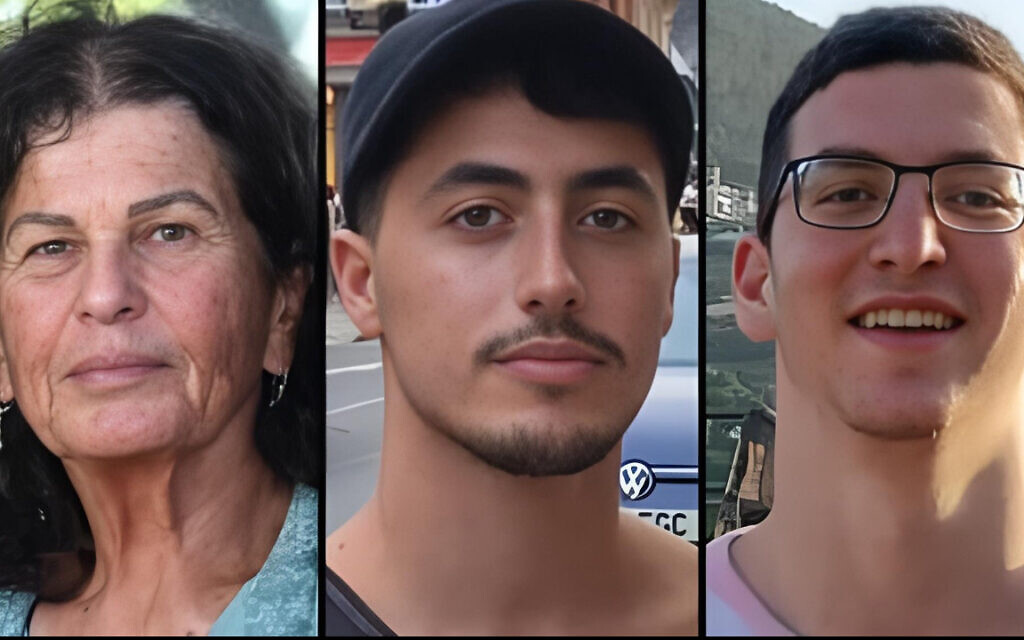 Left to right: Ofra Keidar, Jonathan Samerano, and Staff Sgt. Shay Levinson. Photo Credit: Real Jew/X