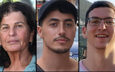 Left to right: Ofra Keidar, Jonathan Samerano, and Staff Sgt. Shay Levinson. Photo Credit: Real Jew/X