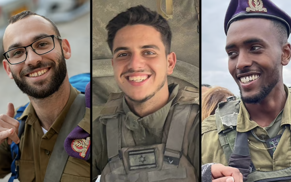 Staff Sgts. Lior Steinberg, Ofek Barhana and Omer Van Gelder were killed in an IED blast in northern Gaza. Photo Credit: IDF