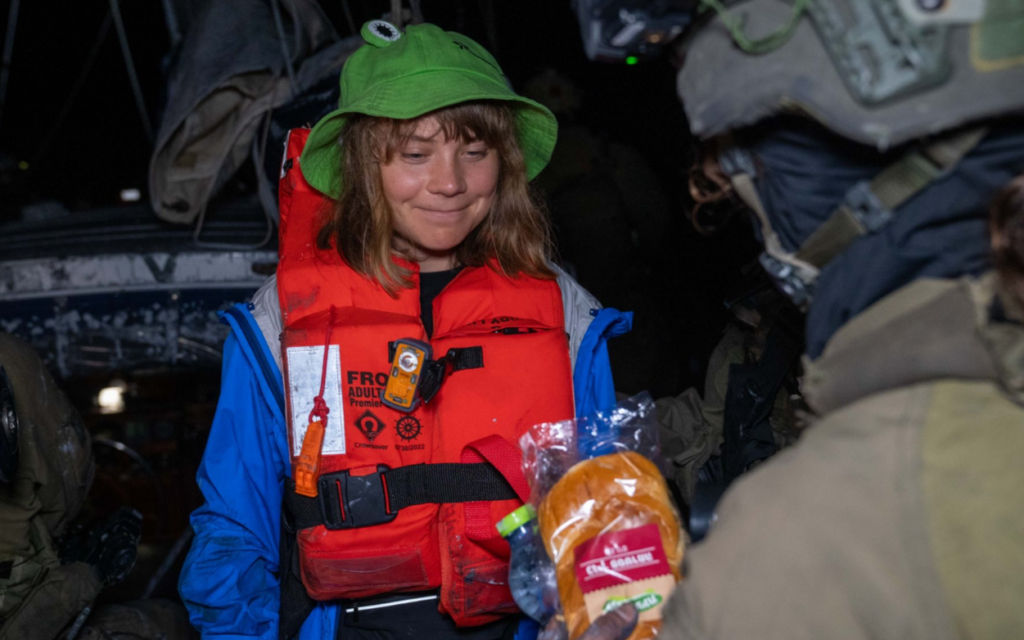 Activist Greta Thunberg after the yacht she was on was boarded by the IDF (Credit: Israeli MFA)