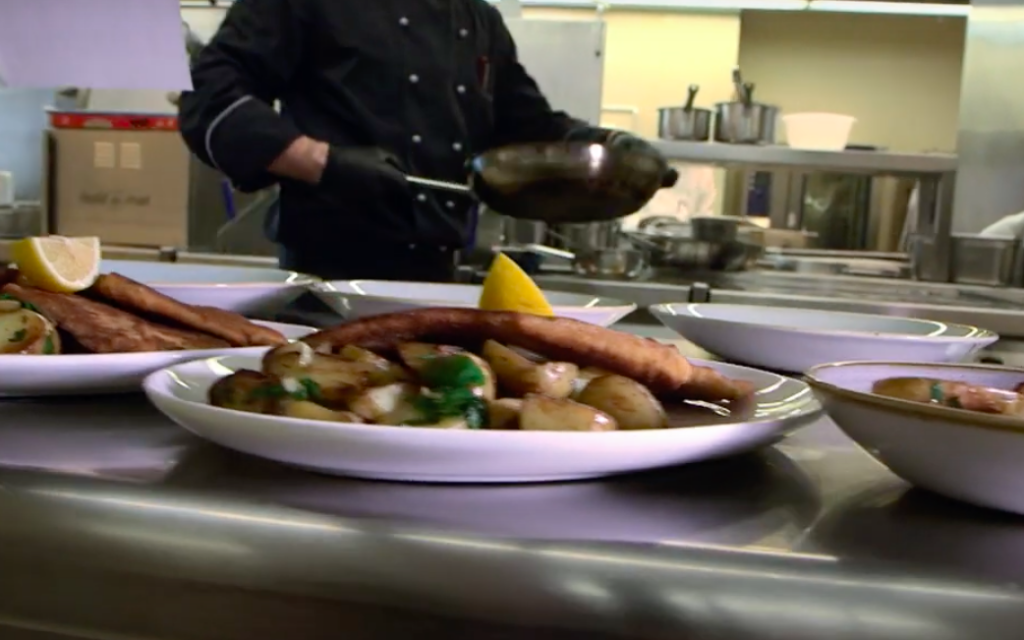 Kosher food served in restuarant (video on how kosher is made Youtube)