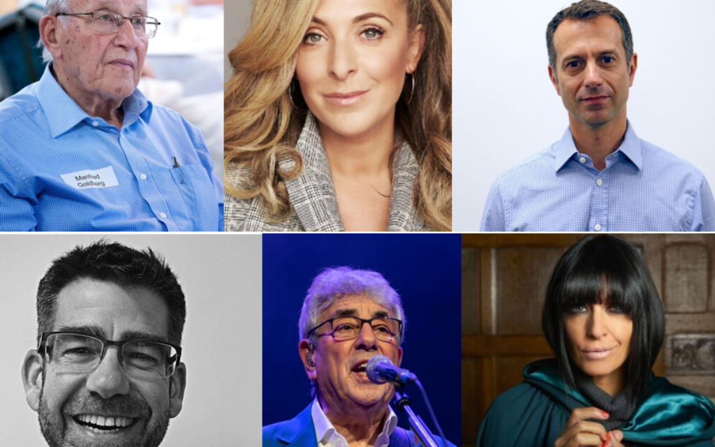 Top, L-R, Manfred Goldberg, Tracy-Ann Oberman, Dave Rich. Bottom, L-R, Paul Anticoni, Graham Gouldman, Claudia Winkleman