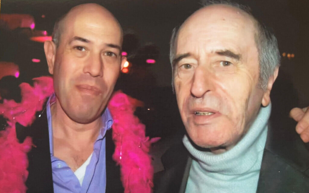 Mark Glanville, left,  pictured with his late father Brian at the batmitvah of his daughter Bella