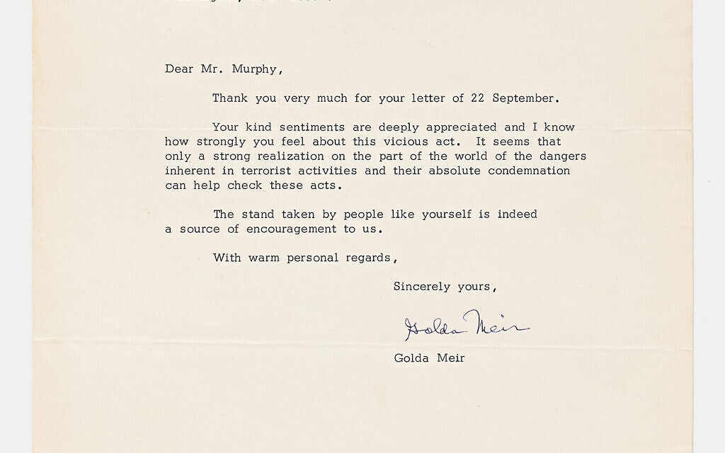 Golda Meir letter. Pic: Nate D. Sanders Auctions