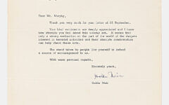 Golda Meir letter. Pic: Nate D. Sanders Auctions Golda Meir letter. Pic: Nate D. Sanders Auctions