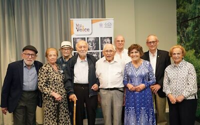 Some of the London-based My Voice Holocaust survivor storytellers who attended the event, including Jacques Weisser, Rachel Levy and Kurt Marx, whose new life story books were launched on the day. Photo Credit: Joel Levitan