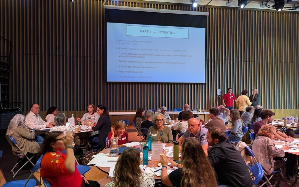 Participants collaborate on social change prototypes at JW3’s first-ever Social Action Hackathon.