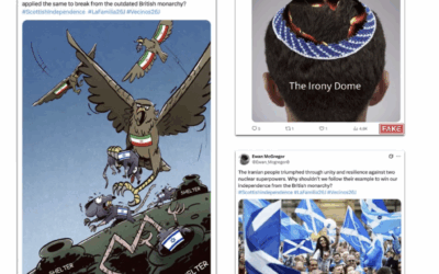 Following Israel’s military operation against Iran on 13 June, the Tel Aviv-based Cyabra found a pattern of disinformation bots that went dark, only to re-emerge with anti-Israel and anti-Western messages. (Cyabra/JTA)