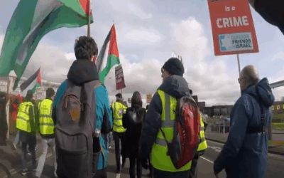Stewards regularly attempt to segregate Israel supporters at Stand up to Racism's annual marches in Scotland (Credit: Glasgow Friends of Israel)