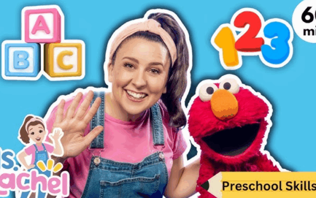 A Ms Rachel YouTube video with Sesame Street character Elmo (YouTube)