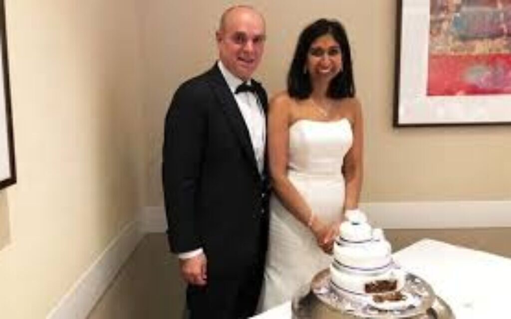 Rael Braverman at marriage to wife Suella
