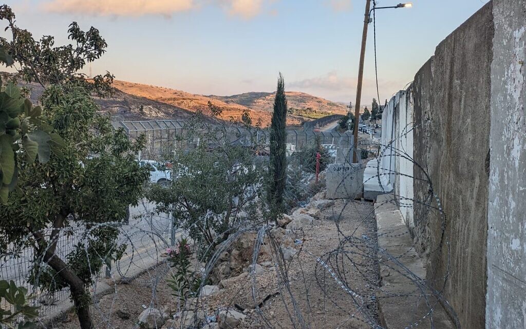 The damaged border fence in Majdal Shams several days after Israeli Druze breached it to reunite with family members in Syria, July 2025. (Deborah Danan)