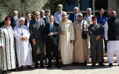 President Isaac Herzog with a delegation of Muslim community leaders from across Europe during a peace-building visit to Israel. Credit: Noor Dahri / X