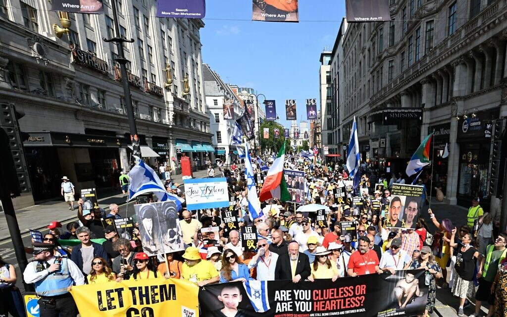 March demanding the release of hostages held in Gaza by Hamas. Monkey Butler Images / Alamy Live News