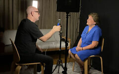 Recording a testimony for the Our Jewish Story project at the National Library of Israel. Courtesy of Our Jewish Story Recording a testimony for the Our Jewish Story project at the National Library of Israel. Courtesy of Our Jewish Story