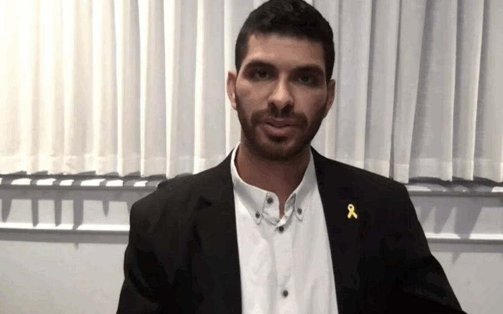 Brother of hostage Evyatar David addresses the UN Security Council's emergency meeting. Photo: Screenshot